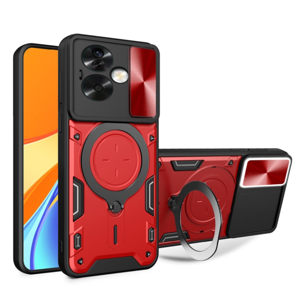 Husa pentru Oppo A79 5G / OnePlus Nord N30 SE, cu inel magnetic si suport ajustabil, protecție completa camera, SKDR SafeCover - Rosu