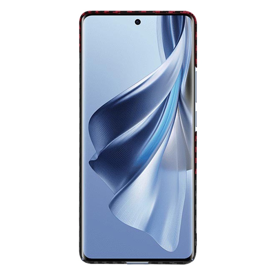 Husa pentru Oppo Reno10 / Reno10 Pro, SKYDDAR INNOVATION, textura carbon, Carbonite FiberShell, set cu sticker, Rosu inchis, - 1 | YEO