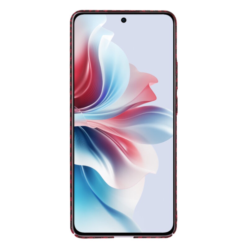 Husa pentru Oppo Reno11 F, Finisaj Premium cu Textura de Carbon, Design Elegant, SKDR CarbonFlex - Rosu - 1 | YEO