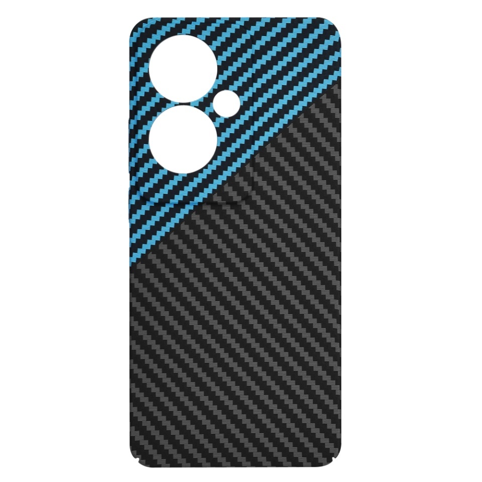 Husa pentru Oppo Reno11 F, SKYDDAR INNOVATION, textura carbon, Carbonite FiberShell, set cu sticker, Bleu, - 3 | YEO