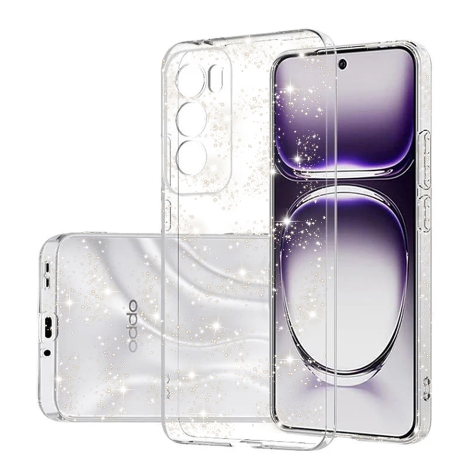 Husa pentru Oppo Reno12 din Silicon TPU cu Sclipici, Design Elegant si Ultra Subtire, SKDR Shine - Transparenta