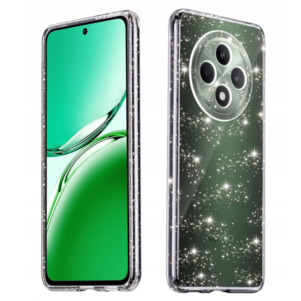 Husa pentru Oppo Reno12 F 5G / Reno12 FS 5G / Reno12 F 4G / Reno12 FS 4G, SKYDDAR INNOVATION, SparkleSkin din Silicon TPU cu Sclipici, Design Elegant, set cu sticker, Transparenta