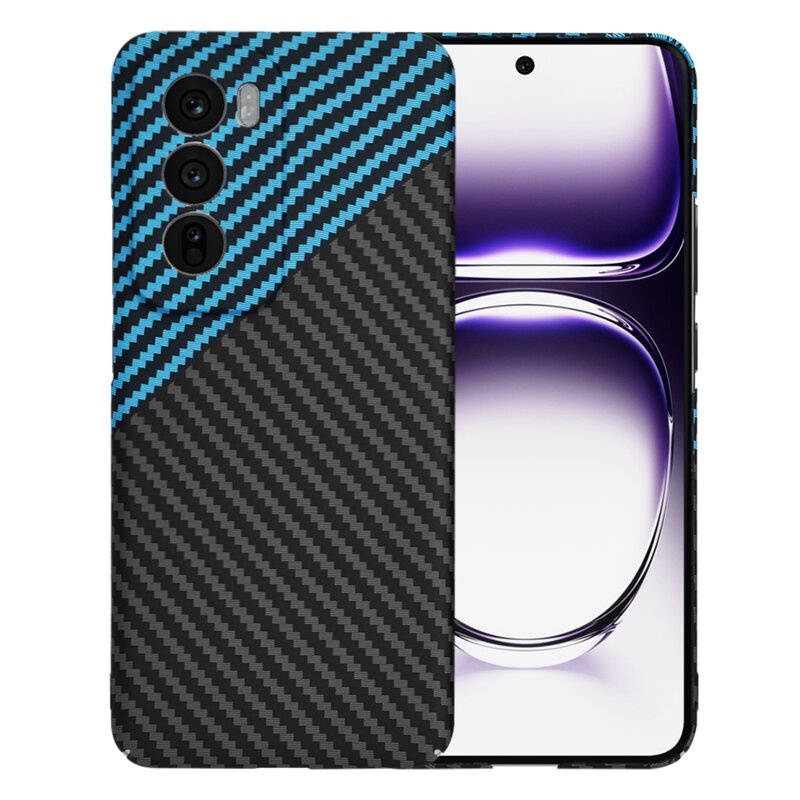 Husa pentru Oppo Reno12, Finisaj Premium cu Textura de Carbon, Design Elegant, SKDR CarbonFlex - Bleu
