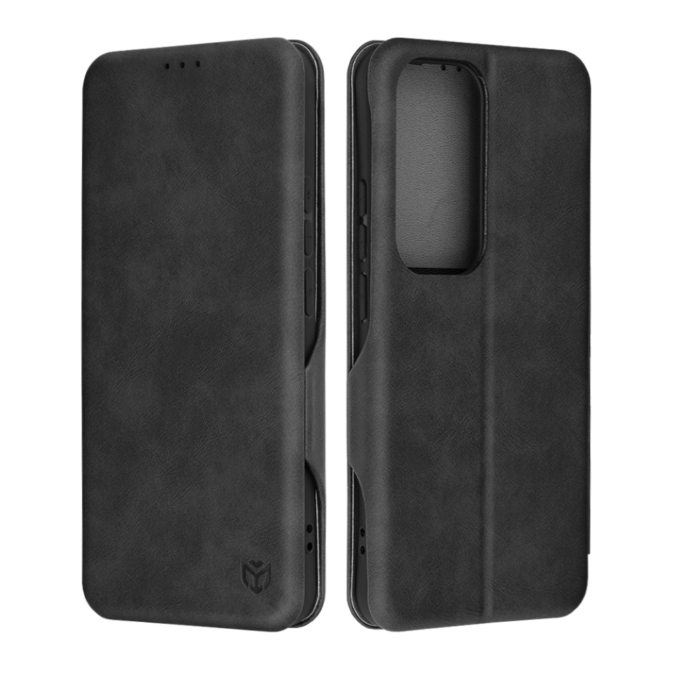 Husa pentru Oppo Reno12 Pro, SKYDDAR INNOVATION, Safe Wallet tip carte din Piele Ecologica, Suport Carduri, Inchidere Magnetica, Negru, set cu sticker