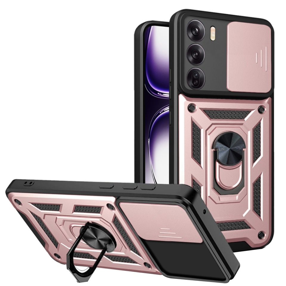 Husa pentru Oppo Reno12, SKYDDAR INNOVATION, CamShield, Inel magnetic, set cu sticker, Roz