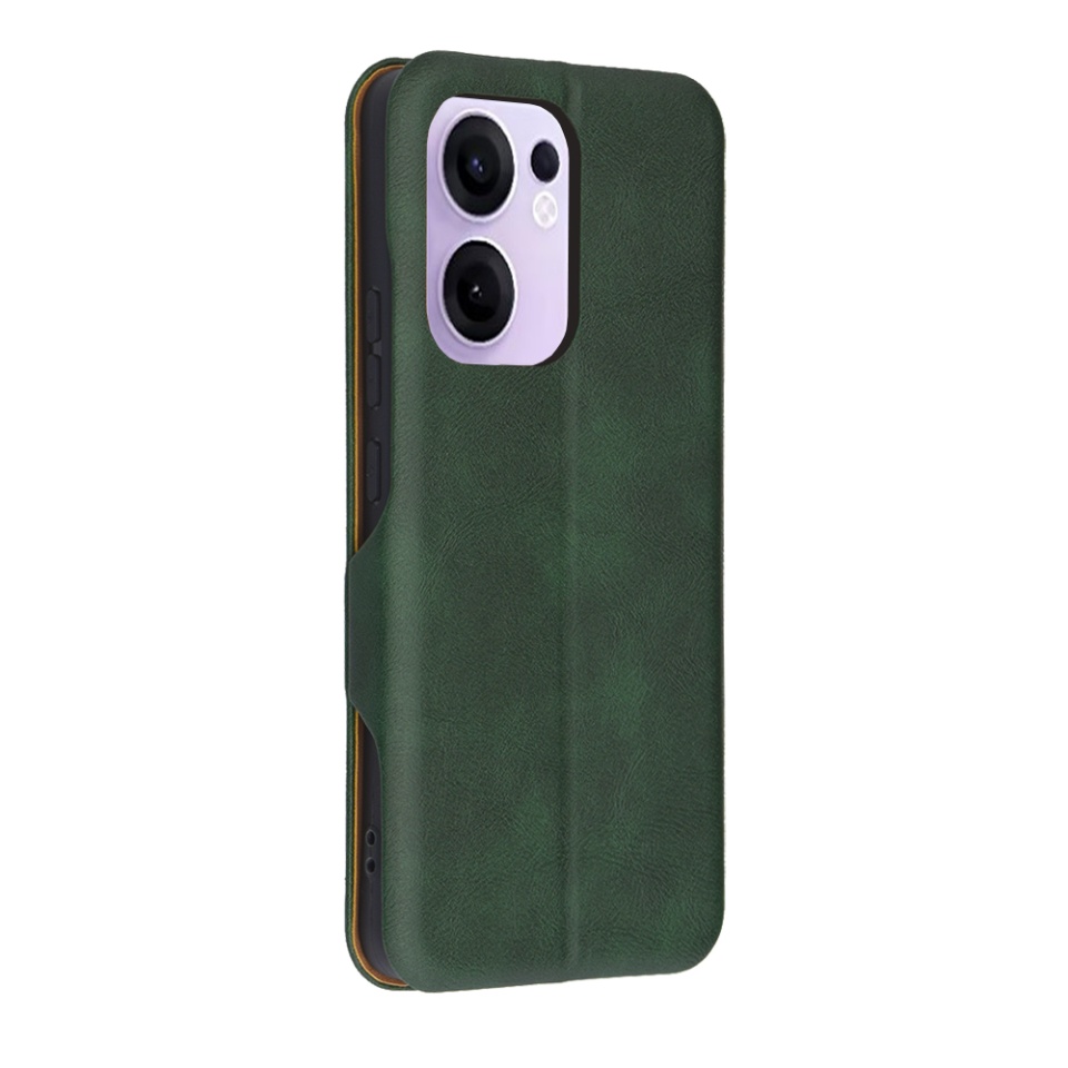 Husa pentru Oppo Reno13 F 4G / Reno13 F 5G / Reno13 FS 5G, SKYDDAR INNOVATION, Pocket Safe, tip carte din Piele Ecologica, Suport Carduri, Inchidere Magnetica, set cu sticker, Verde - 2 | YEO