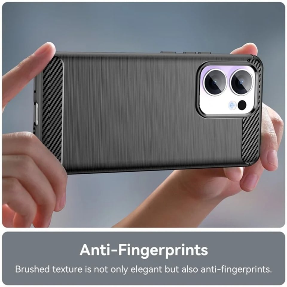 Husa pentru Oppo Reno13 Pro din Silicon Premium, Slim, cu textura Fibra Carbon cu sticker - Negru - 3 | YEO
