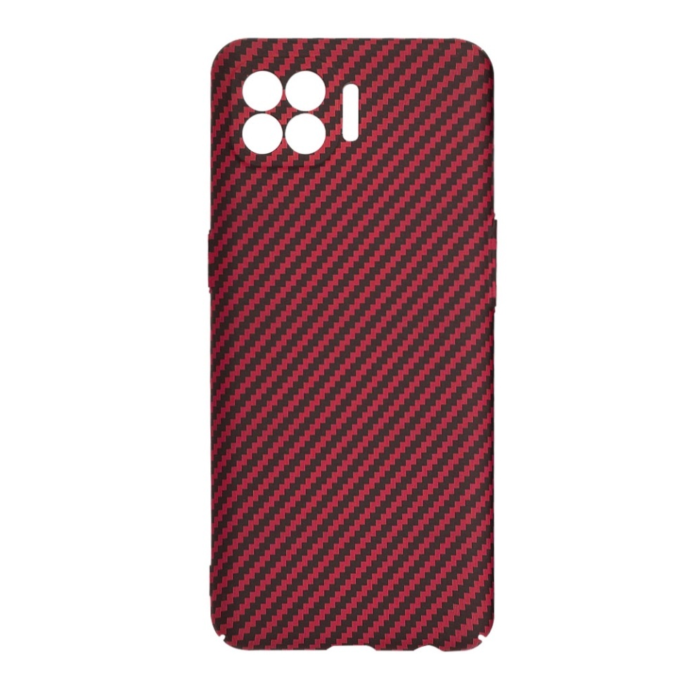 Husa pentru Oppo Reno4 Lite, SKYDDAR INNOVATION, textura carbon, Carbonite FiberShell, set cu sticker, Rosu, - 3 | YEO