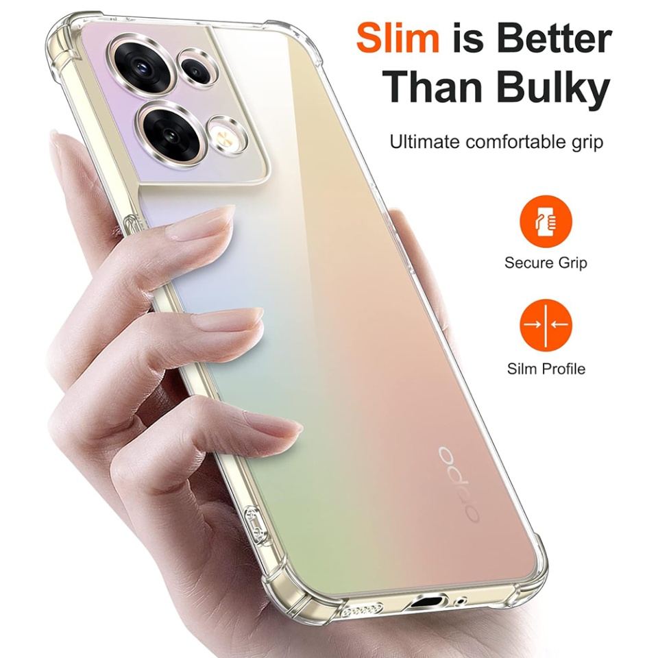 Husa pentru Oppo Reno8 , SKYDDAR INNOVATION, Shockproof Clear din Silicon Slim, Transparenta, set cu sticker - 1 | YEO