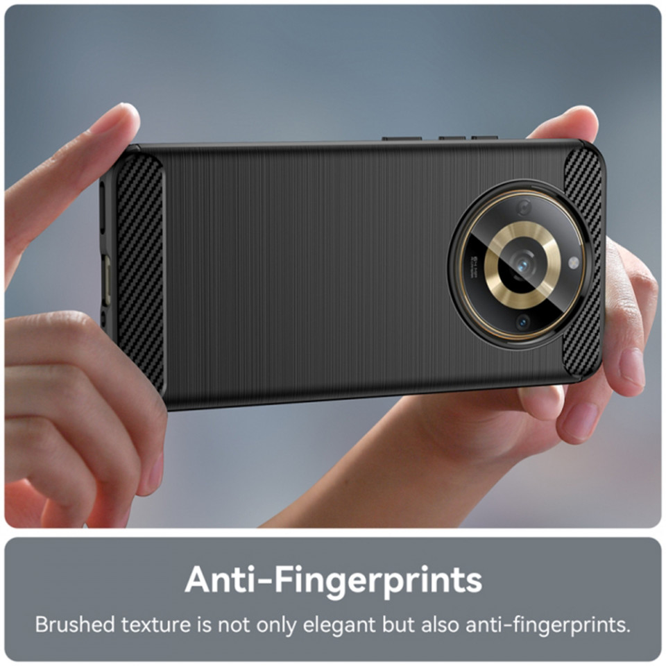 Husa pentru Realme 11 din silicon, Slim, cu textura Fibra Carbon - Negru - 2 | YEO