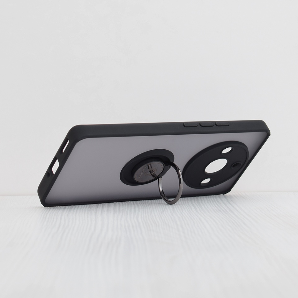 Husa pentru Realme 11 Pro / 11 Pro+, SKYDDAR INNOVATION, Glinth cu Inel Rotativ 360° Magnetic, Negru, set cu sticker - 1 | YEO