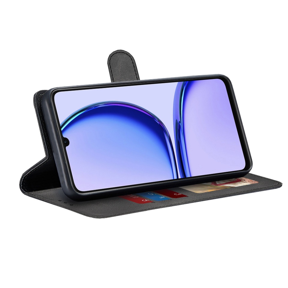Husa pentru Realme C53, SKYDDAR INNOVATION, Diary Book, tip carte, cu Portofel Interior, Antisoc, Negru, set cu sticker - 1 | YEO