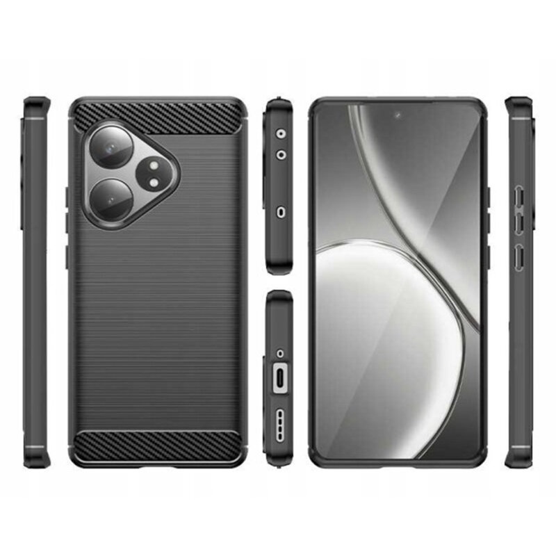 Husa pentru Realme GT 7 Pro din Silicon Premium, Slim, cu textura Fibra Carbon - Negru - 1 | YEO