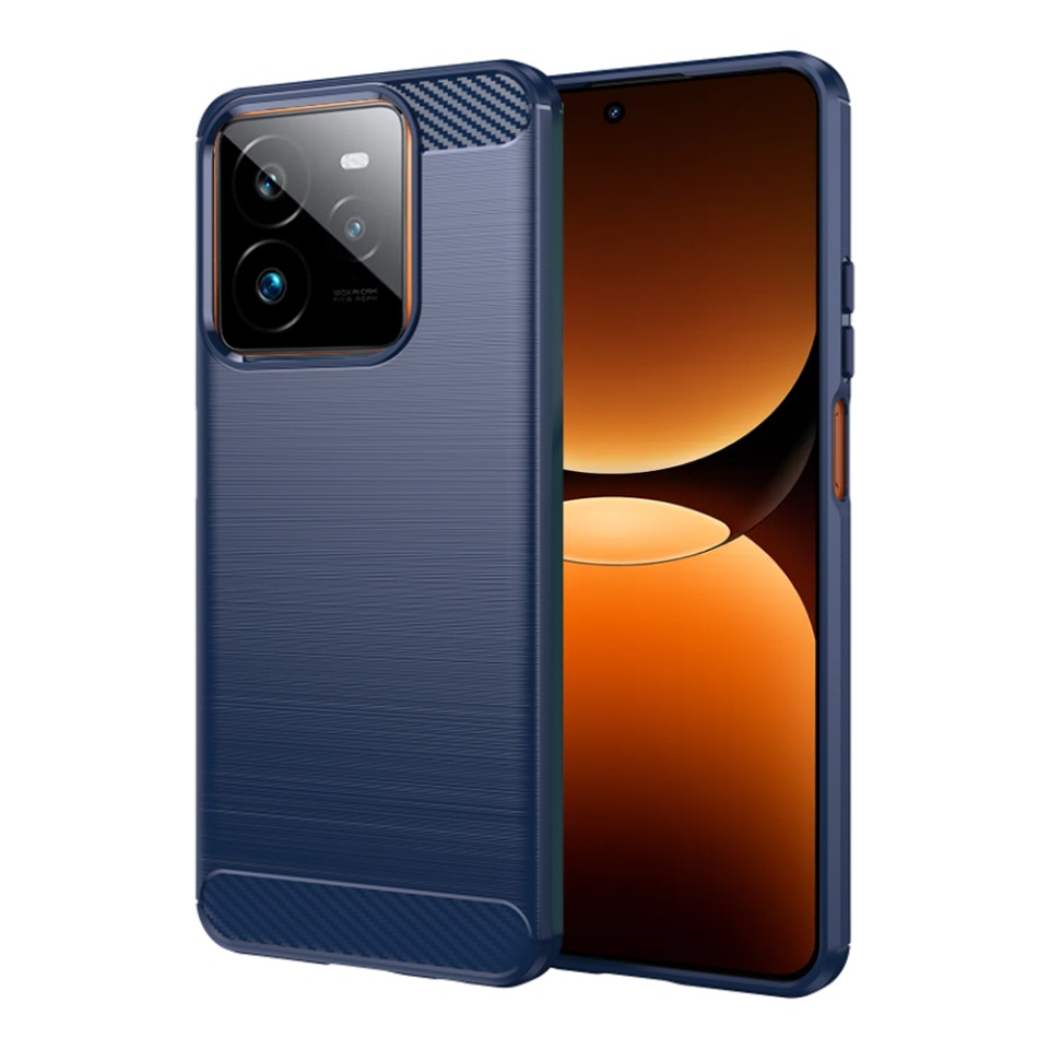 Husa pentru Realme GT 7 Pro, SKYDDAR INNOVATION, Carbon Silicone, din Silicon Slim, cu textura Fibra Carbon, set cu sticker, Albastru