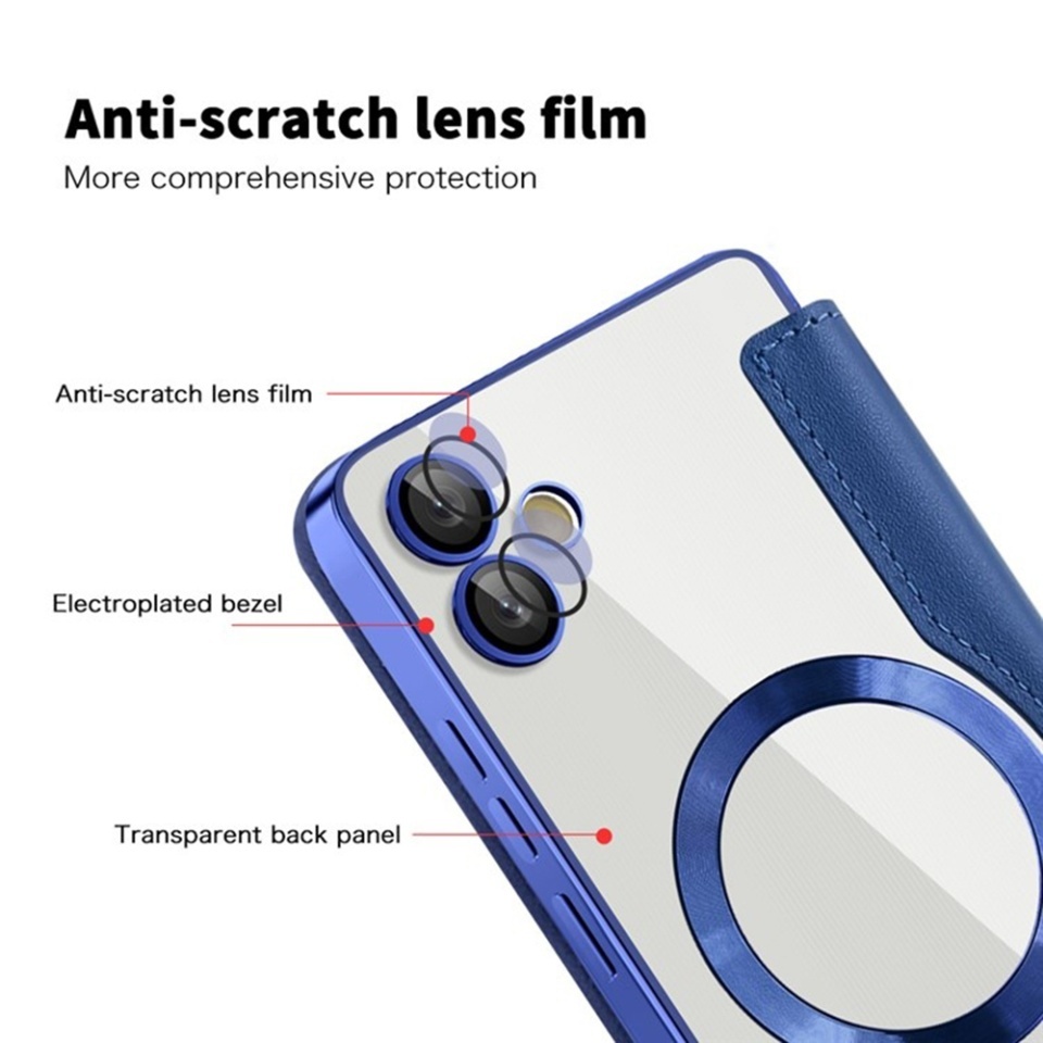 Husa pentru Samsung Galaxy A05 tip carte, SKYDDAR INOVATION, SmartMag Book, Magsafe, RFiD, Suport Carduri, set cu sticker, Albastru - 2 | YEO