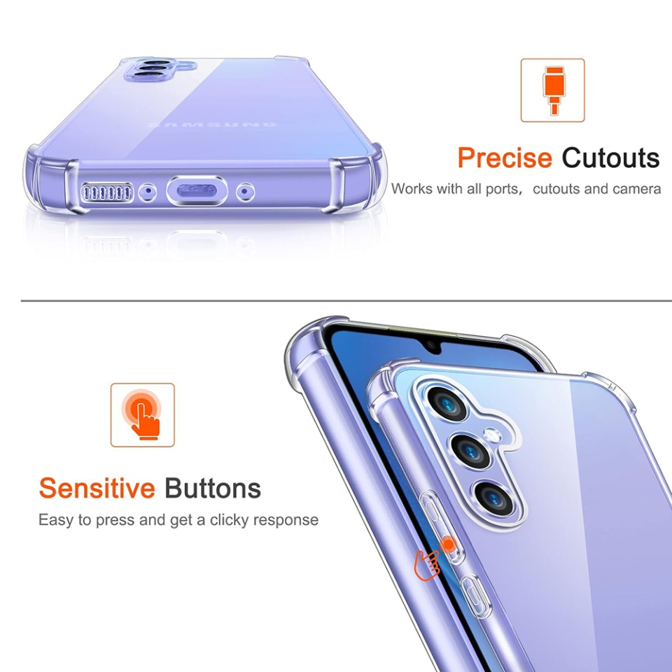 Husa pentru Samsung Galaxy A05s , SKYDDAR INNOVATION, Shockproof Clear din Silicon Slim, Transparenta, set cu sticker - 3 | YEO