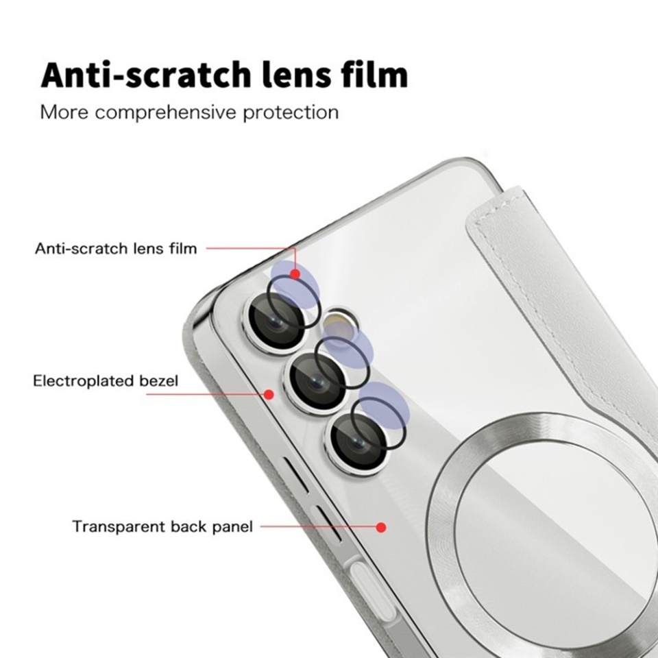 Husa pentru Samsung Galaxy A05s tip carte, SKYDDAR INOVATION, SmartMag Book, Magsafe, RFiD, Suport Carduri, set cu sticker, Gri - 2 | YEO
