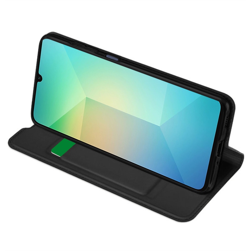 Husa pentru Samsung Galaxy A06, SKYDDAR INNOVATION, Magskin Book, tip Carte cu Portofel Interior, Negru, set cu sticker - 1 | YEO