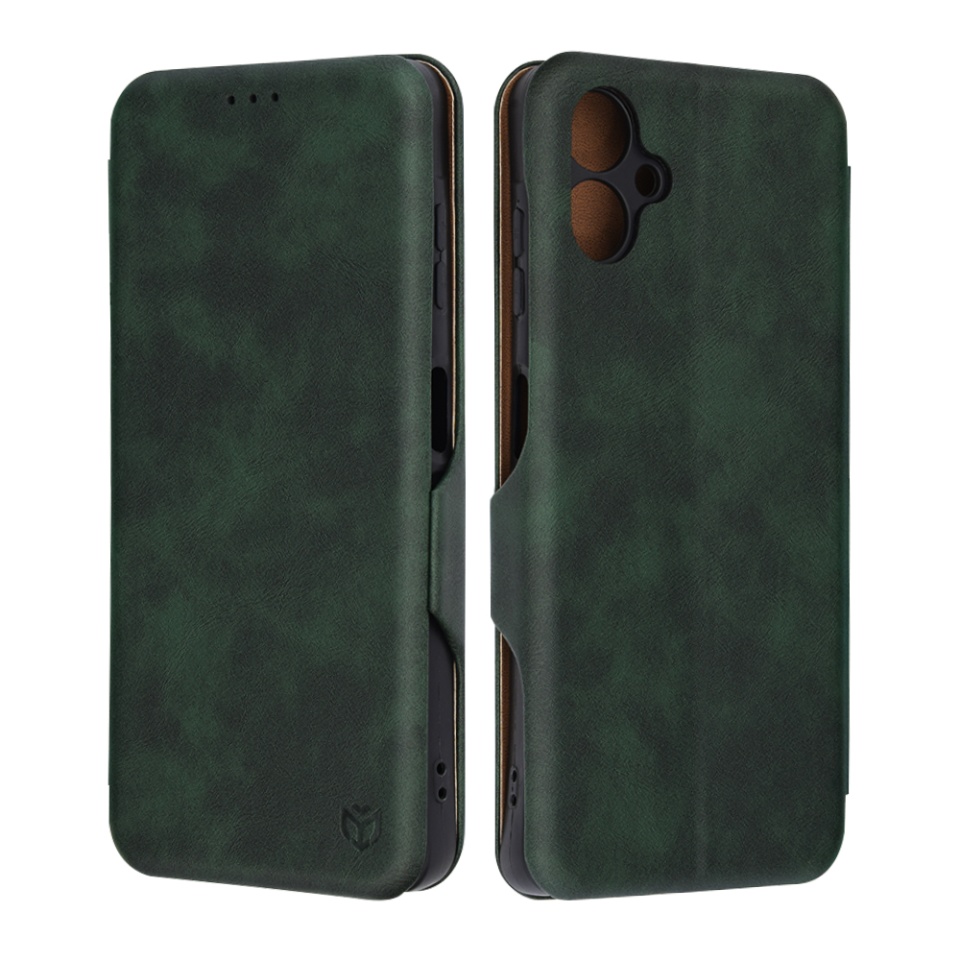 Husa pentru Samsung Galaxy A06, SKYDDAR INNOVATION, Safe Wallet tip carte din Piele Ecologica, Suport Carduri, Inchidere Magnetica, Verde, set cu sticker