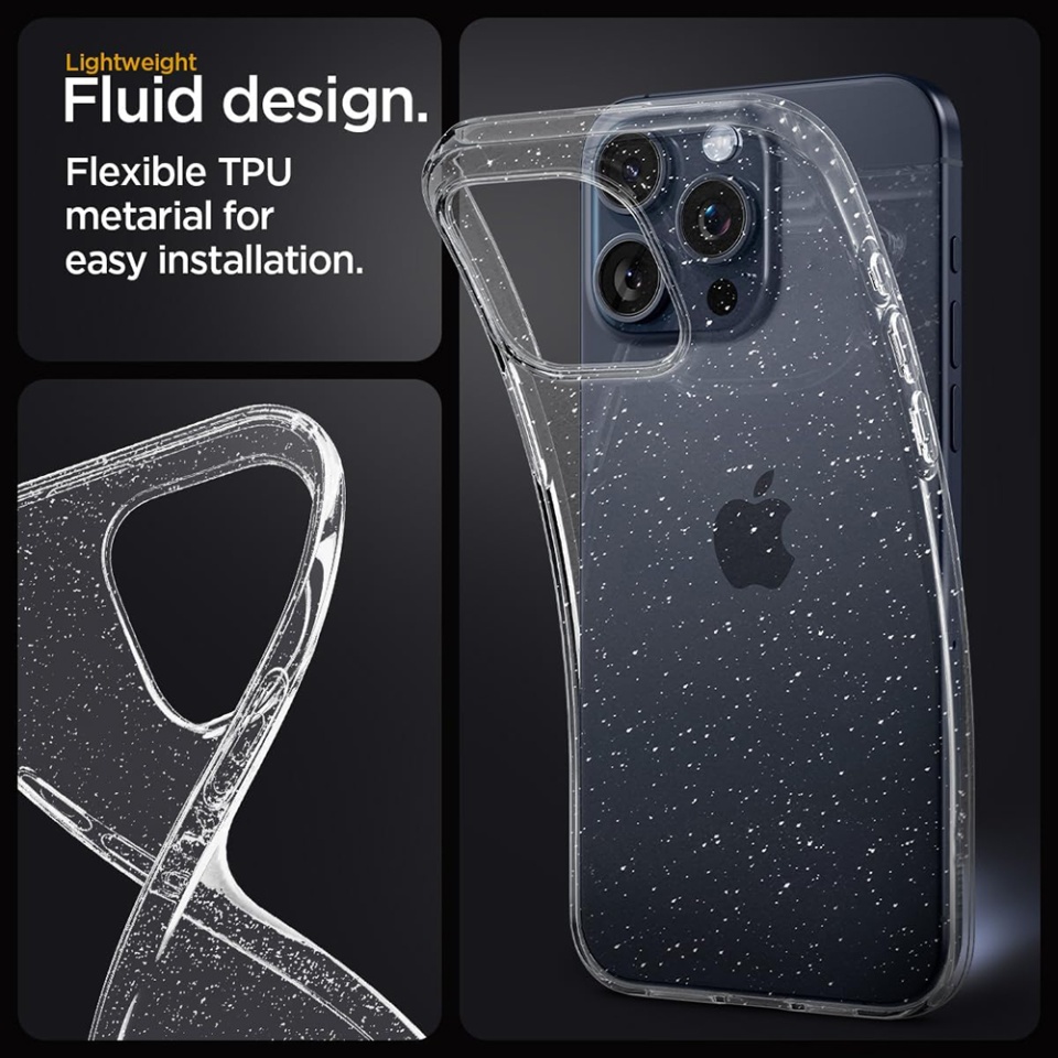 Husa pentru Samsung Galaxy A06, SKYDDAR INNOVATION, SparkleSkin din Silicon TPU cu Sclipici, Design Elegant, Transparenta, set cu sticker - 1 | YEO