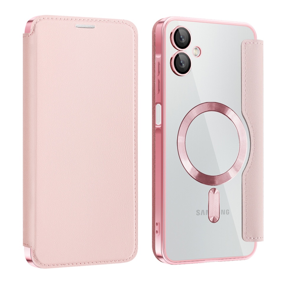 Husa pentru Samsung Galaxy A06 tip carte, SKYDDAR INOVATION, SmartMag Book, Magsafe, RFiD, Suport Carduri, set cu sticker, Roz - 1 | YEO
