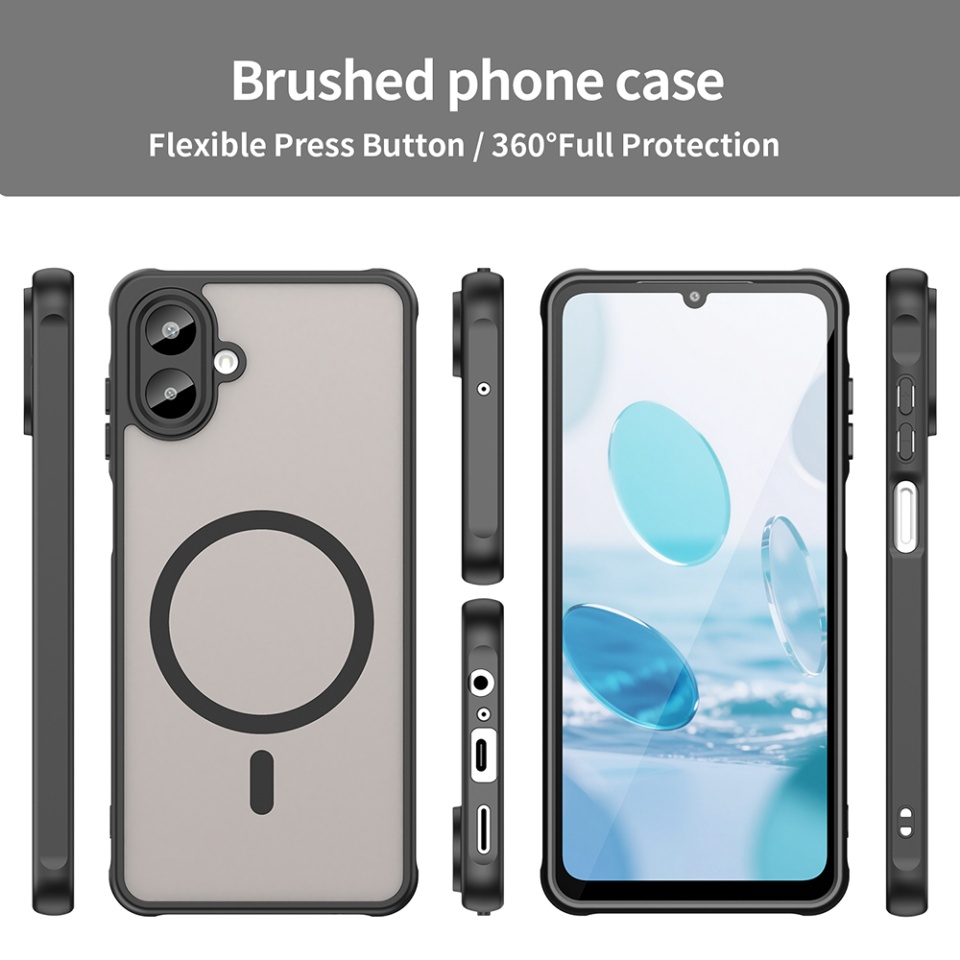 Husa pentru Samsung Galaxy A07 4G, SKYDDAR INNOVATION, HaloFrost MagSafe II, Antisoc, set cu sticker, Negru - 2 | YEO