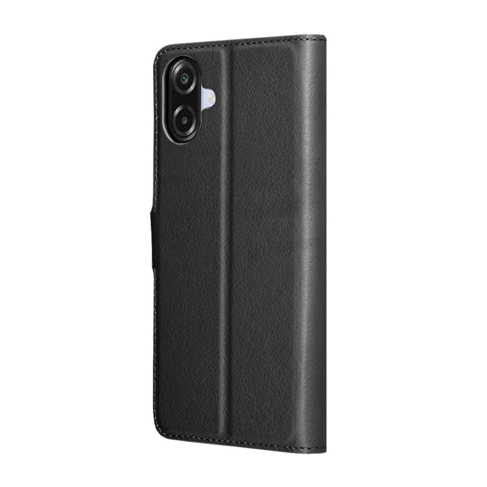 Husa pentru Samsung Galaxy A07 4G, SKYDDAR INNOVATION, Leather Folio tip Carte, cu Portofel Interior, Finisaje Premium, set cu sticker, Negru - 5