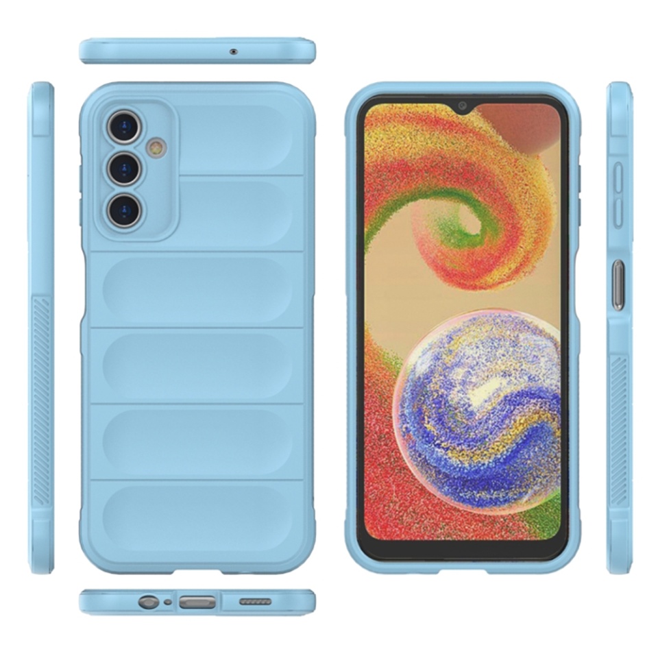 Husa pentru Samsung Galaxy A14 5G / Galaxy A14 4G, SKYDDAR INNOVATION, Magic Shield, din Silicon Mat, set cu sticker, Bleu - 1 | YEO