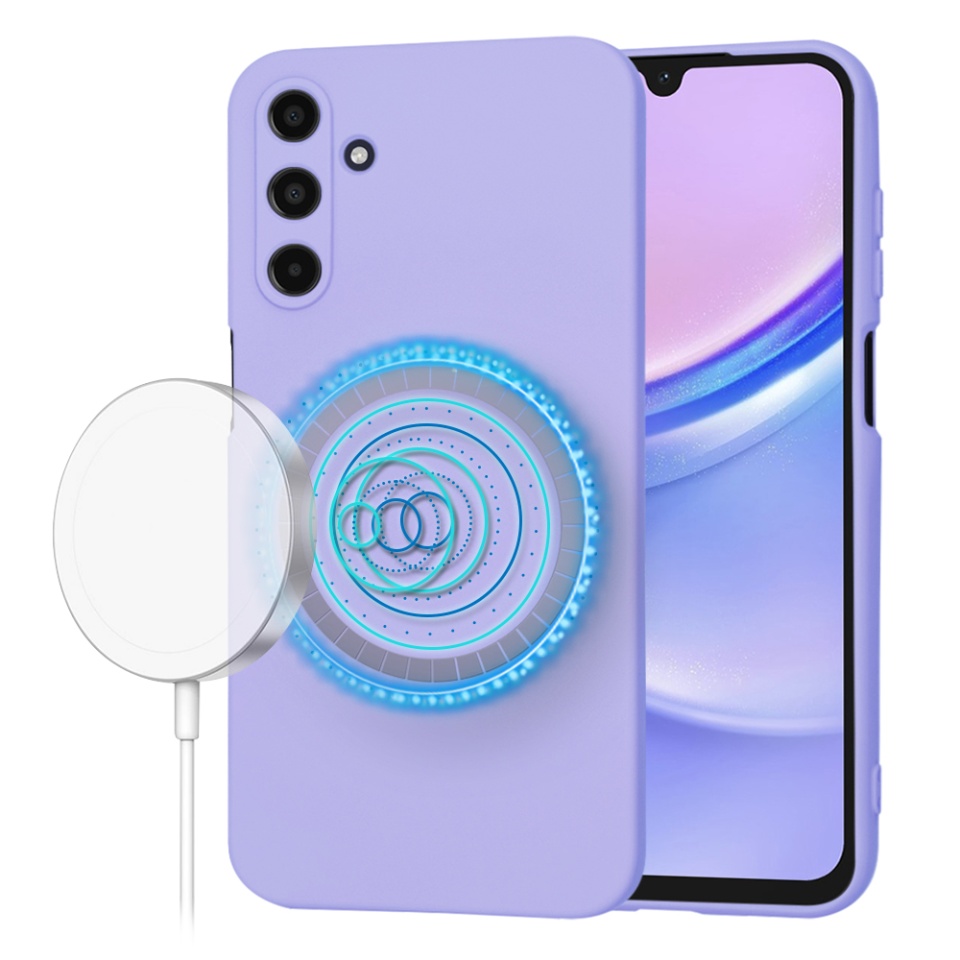 Husa pentru Samsung Galaxy A15 4G din Silicon Catifelat, Protectie Premium, Skyddar SoftElegance Magsafe - Violet