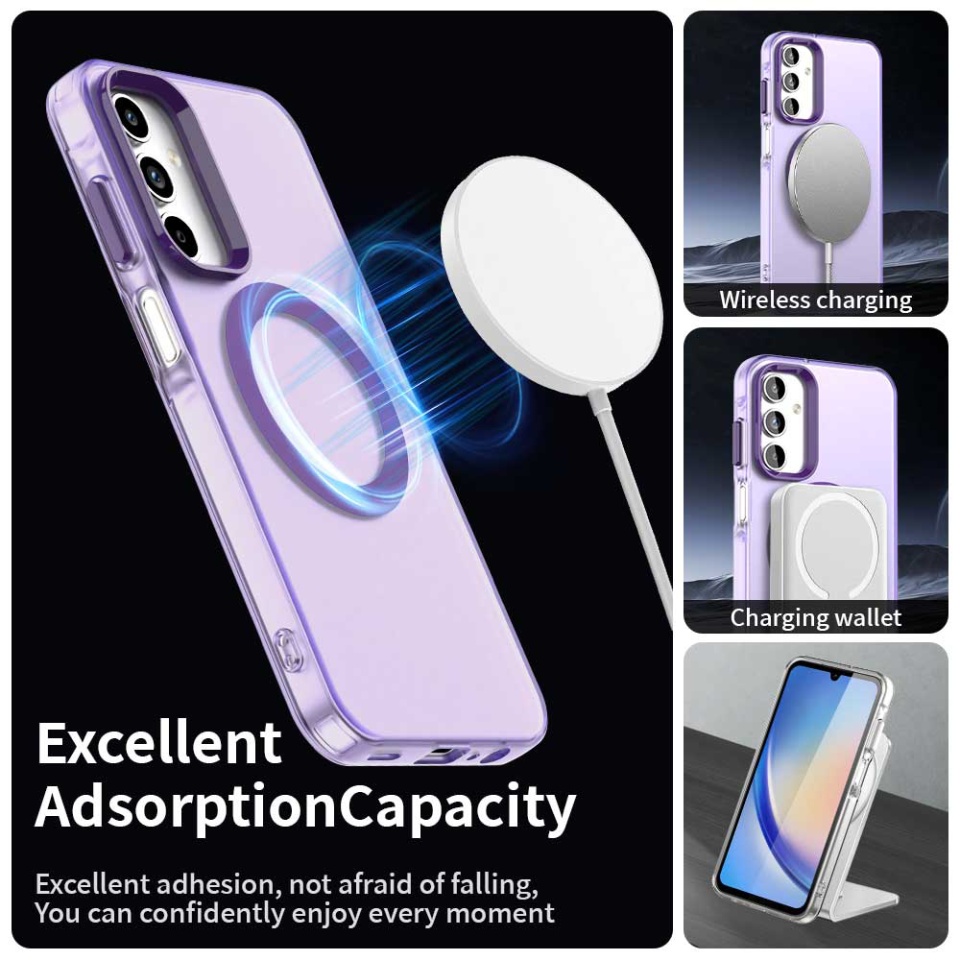Husa pentru Samsung Galaxy A15 4G / Galaxy A15 5G, SKYDDAR INOVATION, CandyCase, Magsafe, set cu sticker, Mov - 1 | YEO