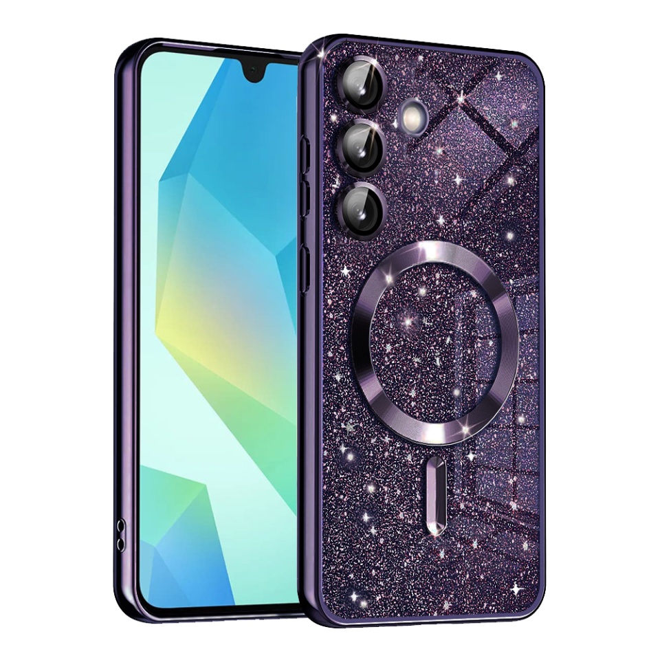 Husa pentru Samsung Galaxy A16 4G / Galaxy A16 5G Design Antisoc, Fundal Detasabil 2-in-1, Protectie Superioara, Margini Ridicate, SKDR Glitter - Mov