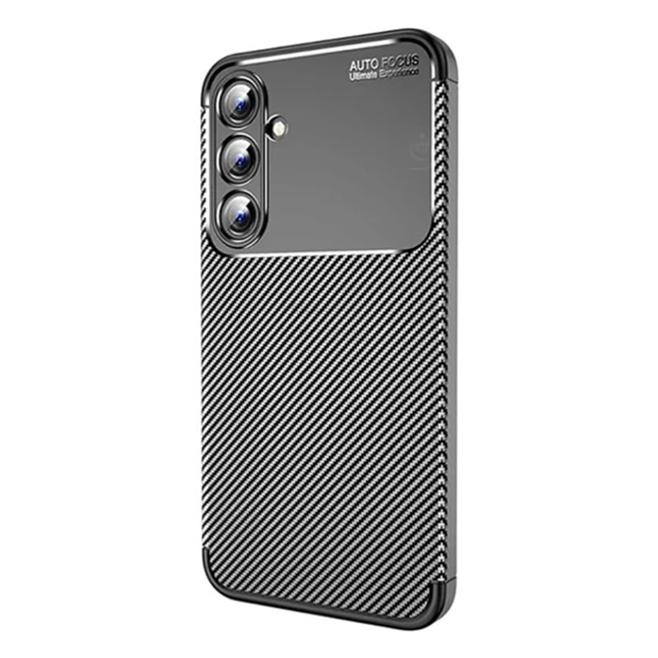 Husa pentru Samsung Galaxy A16 4G / Galaxy A16 5G, SKYDDAR INNOVATION, CarbonFiber, Antisoc, Negru, set cu sticker - 1 | YEO