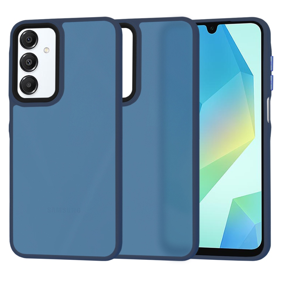 Husa pentru Samsung Galaxy A16 4G / Galaxy A16 5G, SKYDDAR INNOVATION, Frosted, Bleumarin, set cu sticker