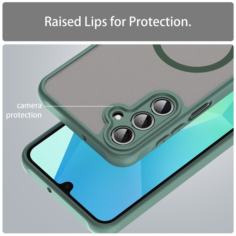 Husa pentru Samsung Galaxy A16 4G / Galaxy A16 5G, SKYDDAR INNOVATION, HaloFrost MagSafe II, Antisoc, set cu sticker, Verde - 3 | YEO