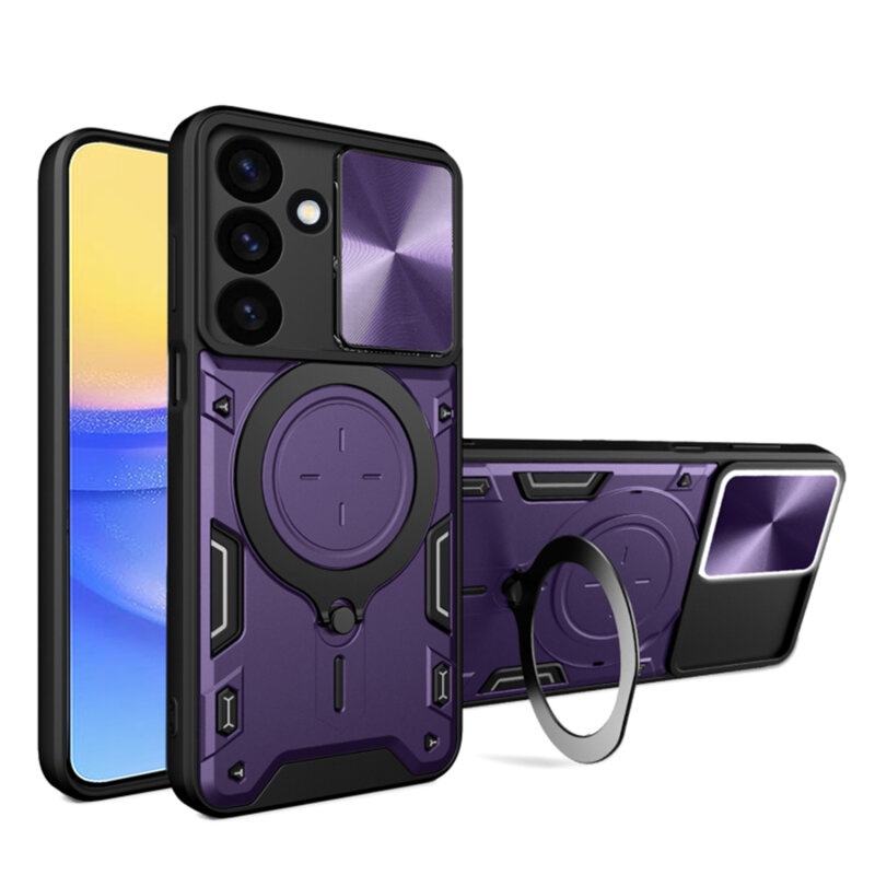 Husa pentru Samsung Galaxy A16, cu inel magnetic si suport ajustabil, protectie completa camera, SKDR SafeCover - Mov
