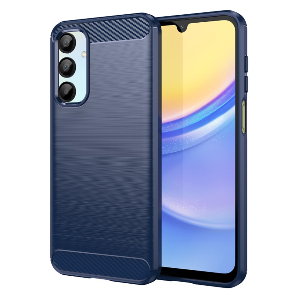 Husa pentru Samsung Galaxy A16 din Silicon Premium, Slim, cu textura Fibra Carbon - Albastru