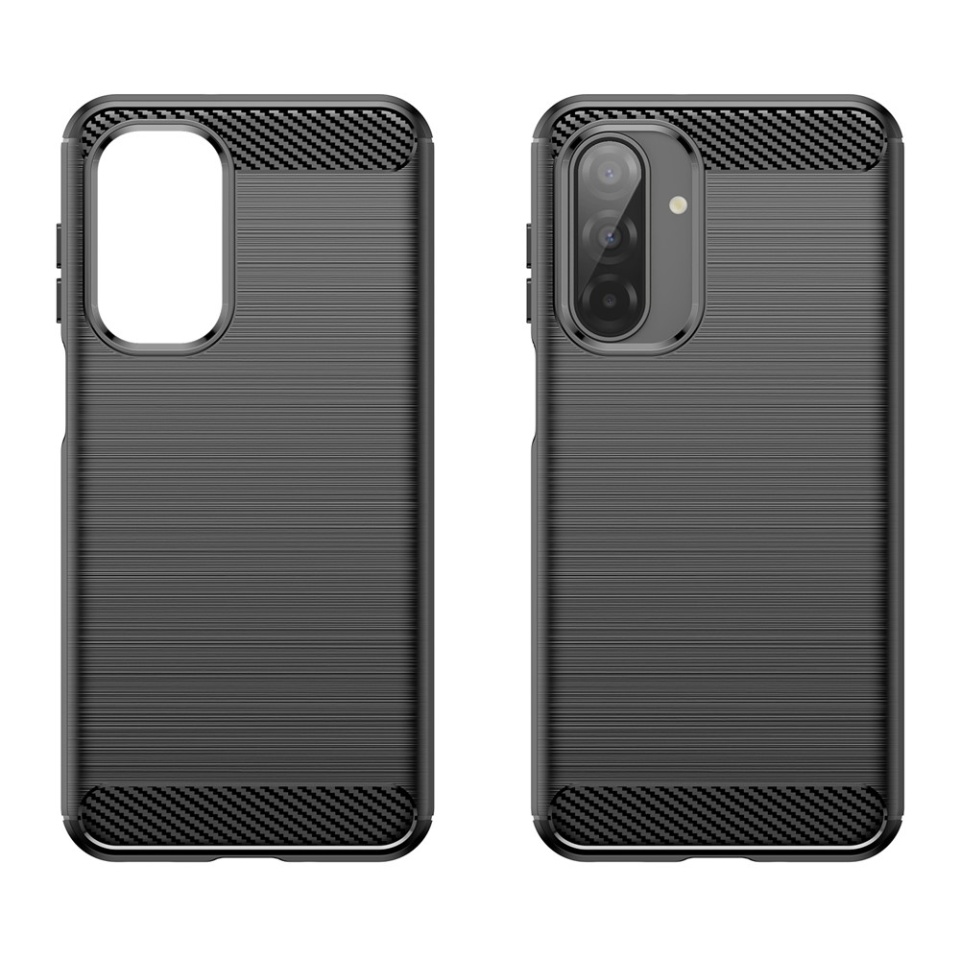Husa pentru Samsung Galaxy A17 5G, SKYDDAR INNOVATION, Carbon Silicone, din Silicon Slim, cu textura Fibra Carbon, set cu sticker, Negru - 1 | YEO