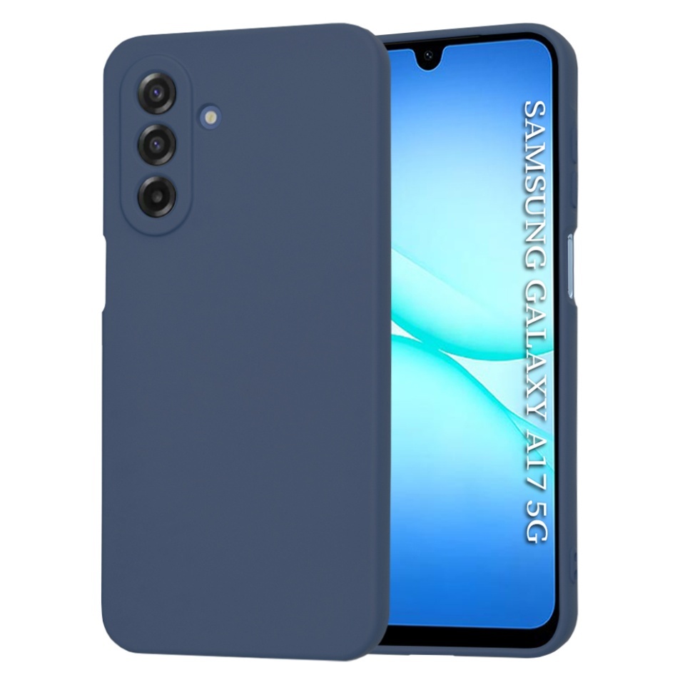 Husa pentru Samsung Galaxy A17 5G, SKYDDAR INNOVATION, din Silicon Catifelat, SoftElegance, set cu sticker, Bleumarin