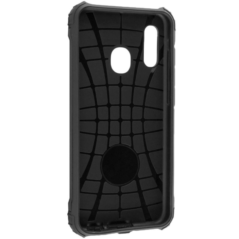Husa pentru Samsung Galaxy A20e, SKYDDAR INNOVATION, Hybrid Armor, din Plastic Dur, Margini Cauciucate, Antisoc, set cu sticker, Negru - 2 | YEO