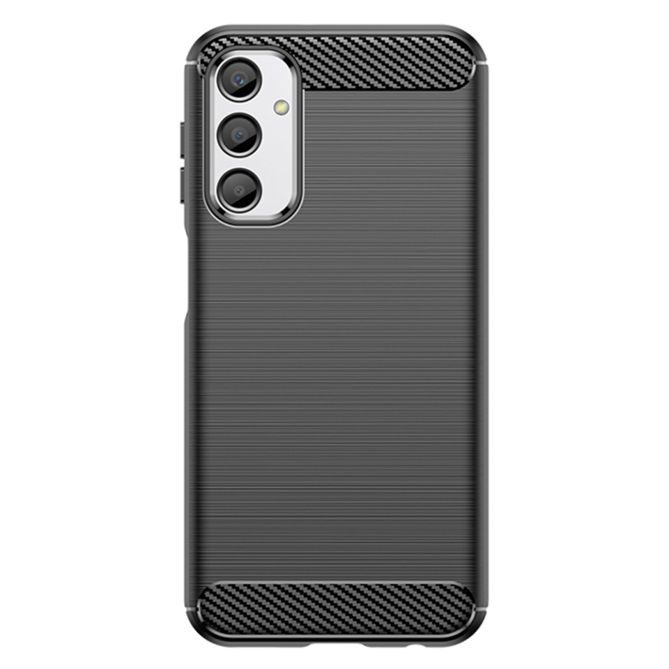 Husa pentru Samsung Galaxy A25 5G, SKYDDAR INNOVATION, Carbon Silicone, din Silicon Premium, Slim, cu textura Fibra Carbon, Negru, set cu sticker - 2 | YEO