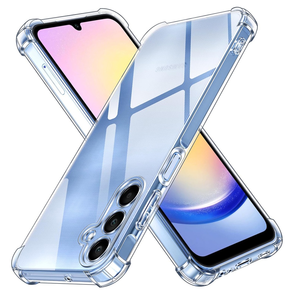 Husa pentru Samsung Galaxy A25 5G , SKYDDAR INNOVATION, Shockproof Clear din Silicon Slim, Transparenta, set cu sticker