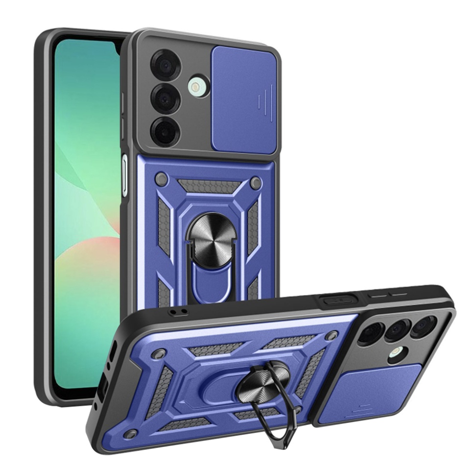Husa pentru Samsung Galaxy A26 5G, SKYDDAR INNOVATION, CamShield, Albastru, set cu sticker