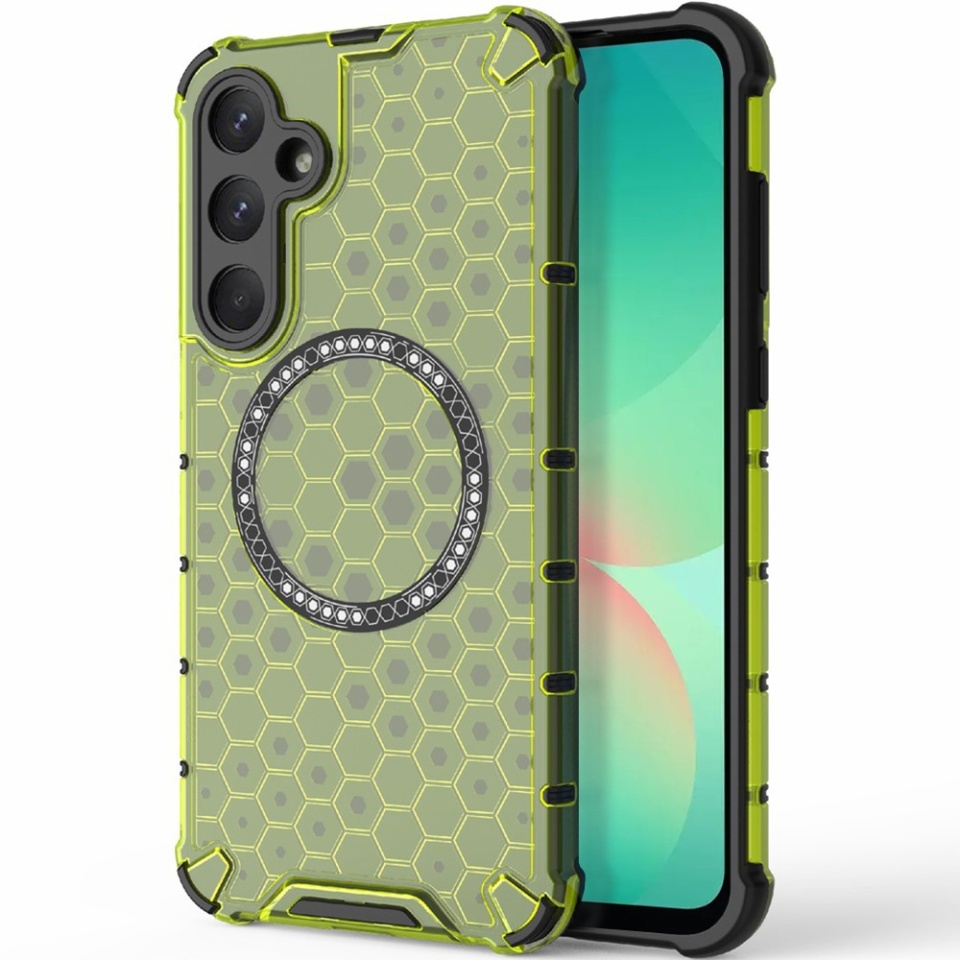 Husa pentru Samsung Galaxy A26 5G, SKYDDAR INNOVATION, HoneyComb Shield MagSafe, Antisoc, set cu sticker, Verde