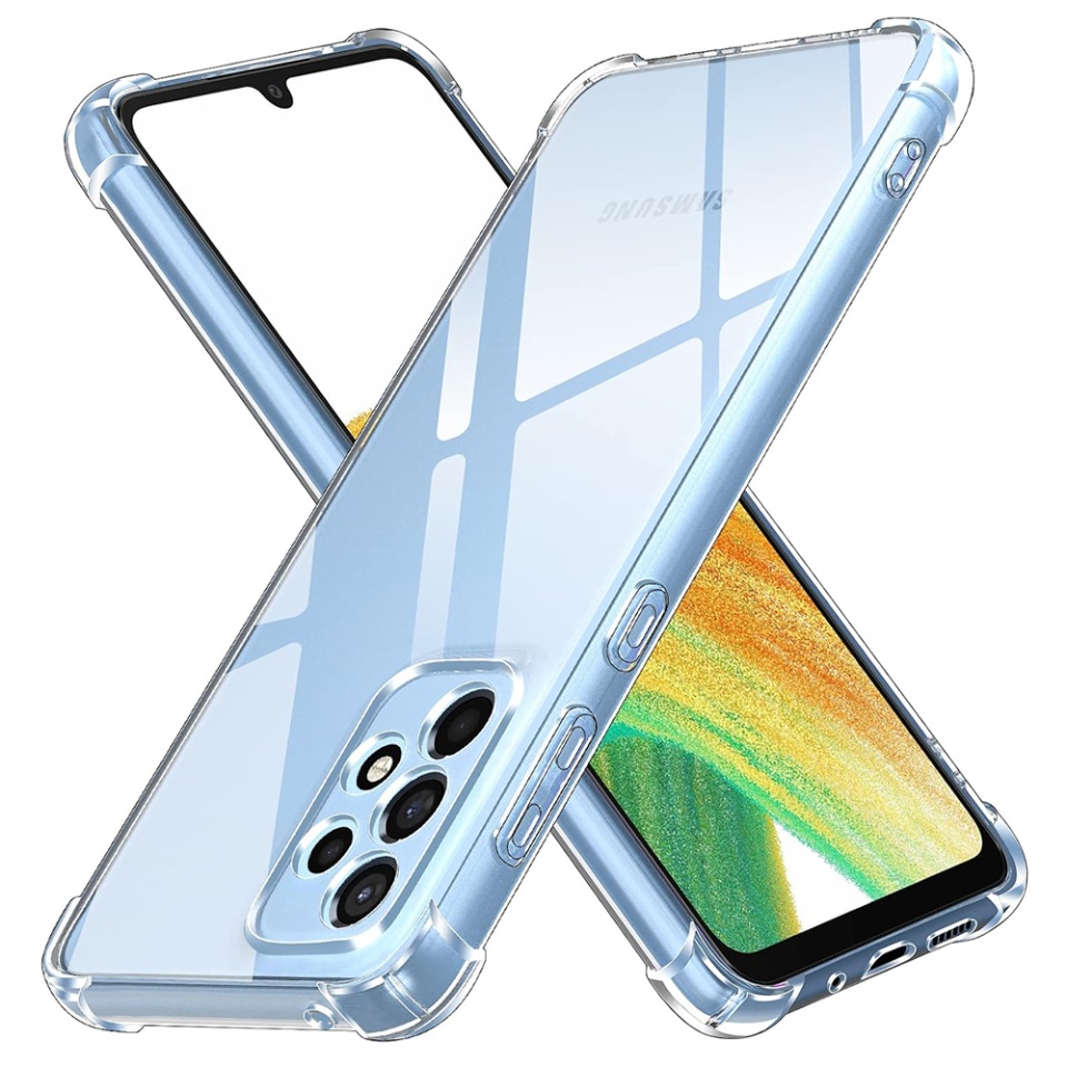 Husa pentru Samsung Galaxy A33 5G , SKYDDAR INNOVATION, Shockproof Clear din Silicon Slim, Transparenta, set cu sticker