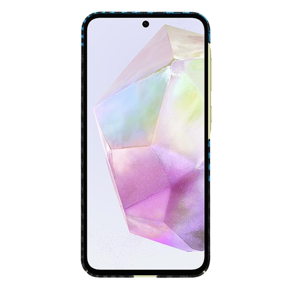 Husa pentru Samsung Galaxy A35 5G, SKYDDAR INNOVATION, Carbonite FiberShell, Bleu, set cu sticker - 2 | YEO