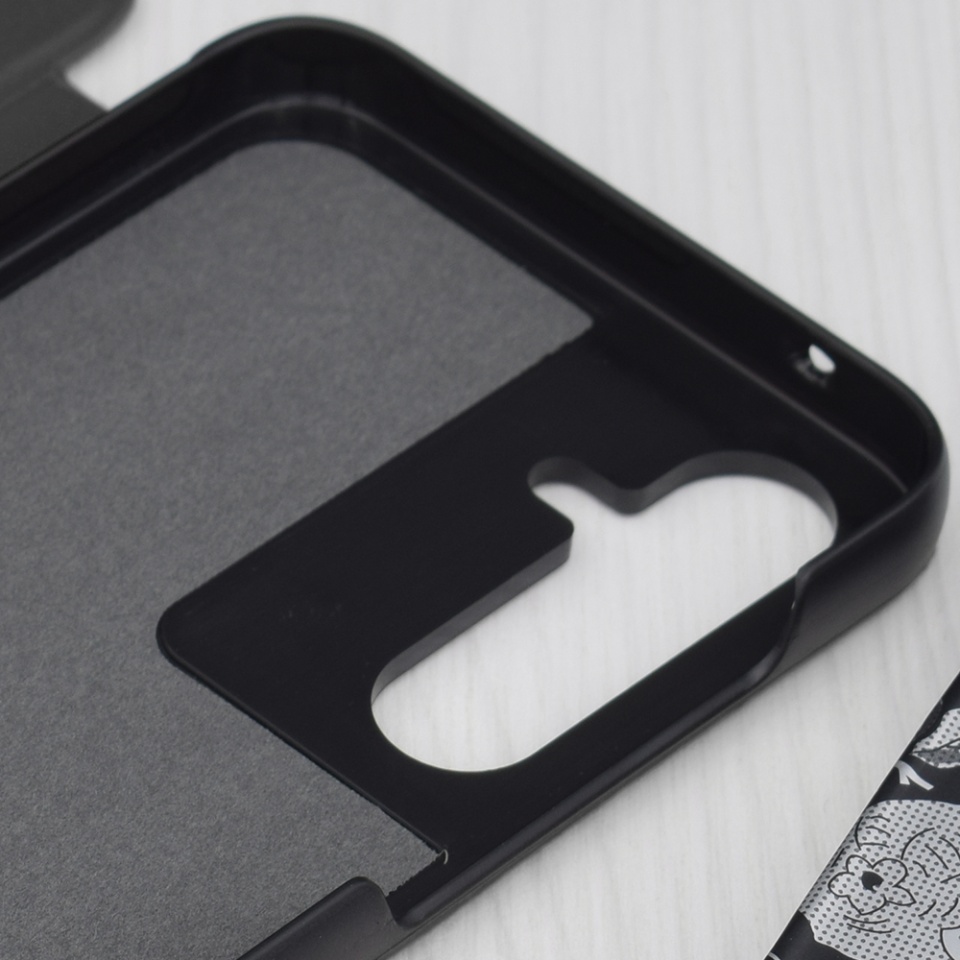 Husa pentru Samsung Galaxy A35 5G, SKYDDAR INNOVATION, eFold, tip carte, Negru, set cu sticker - 2 | YEO