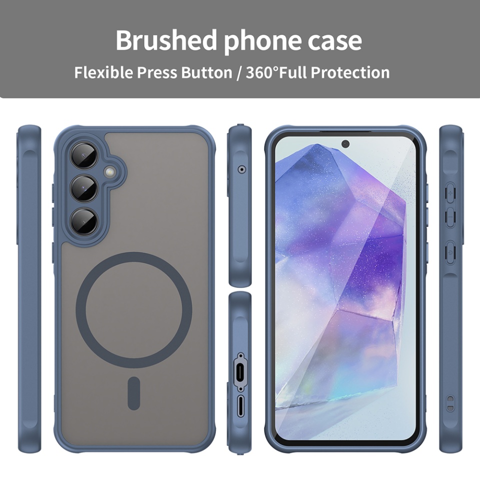 Husa pentru Samsung Galaxy A35 5G, SKYDDAR INNOVATION, HaloFrost MagSafe II, Antisoc, set cu sticker, Bleumarin - 2 | YEO
