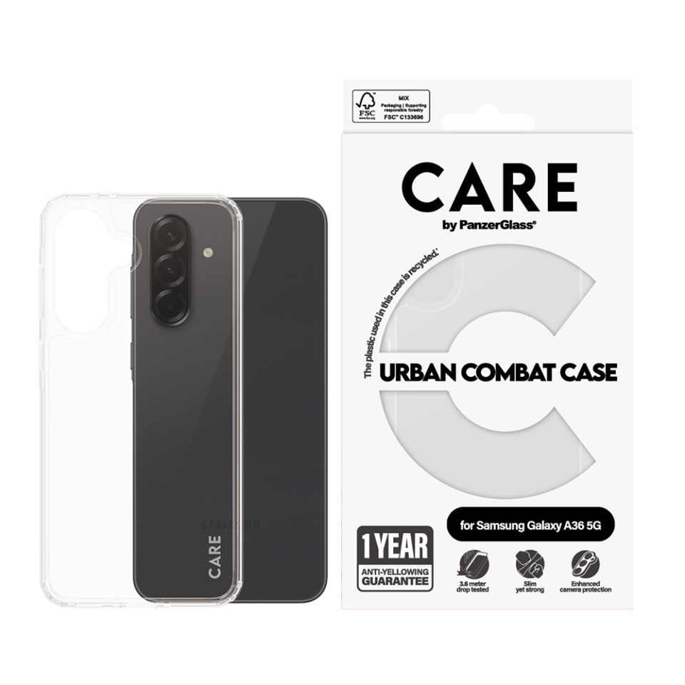 Husa pentru Samsung Galaxy A36 5G, PanzerGlass, CARE Flagship Urban Combat, Anti-Soc 4.8m, Anti-Ingalbenire, Design Slim, Compatibila MagSafe, Transparenta - 3 | YEO