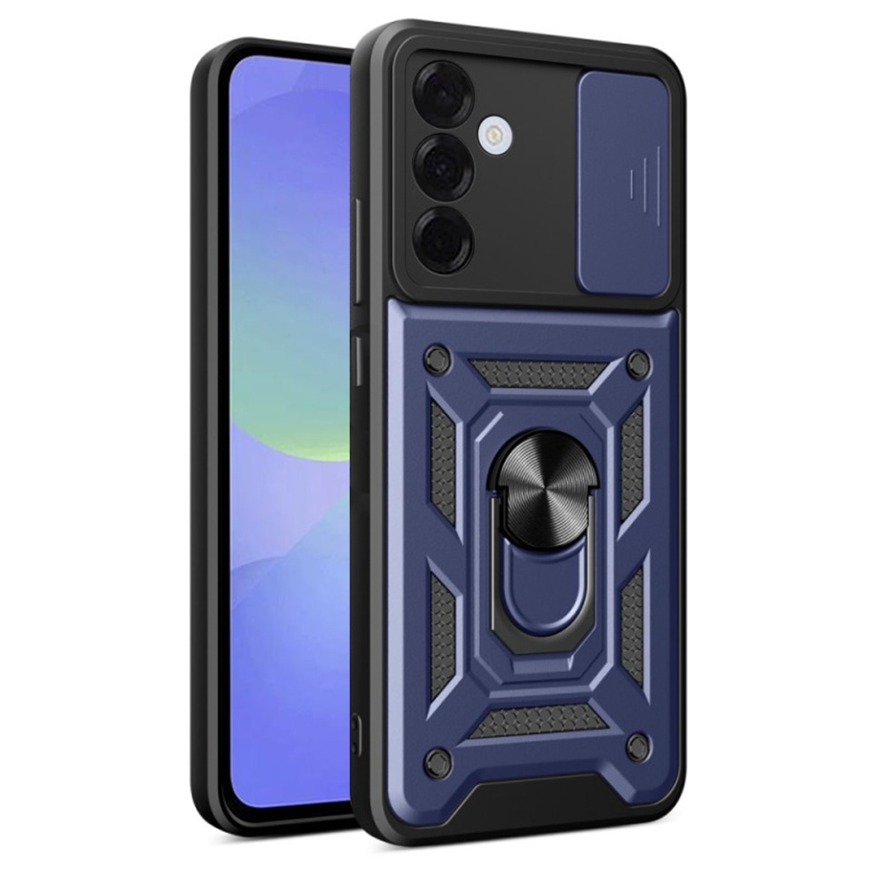 Husa pentru Samsung Galaxy A36 5G, SKYDDAR INNOVATION, CamShield, Albastru, set cu sticker