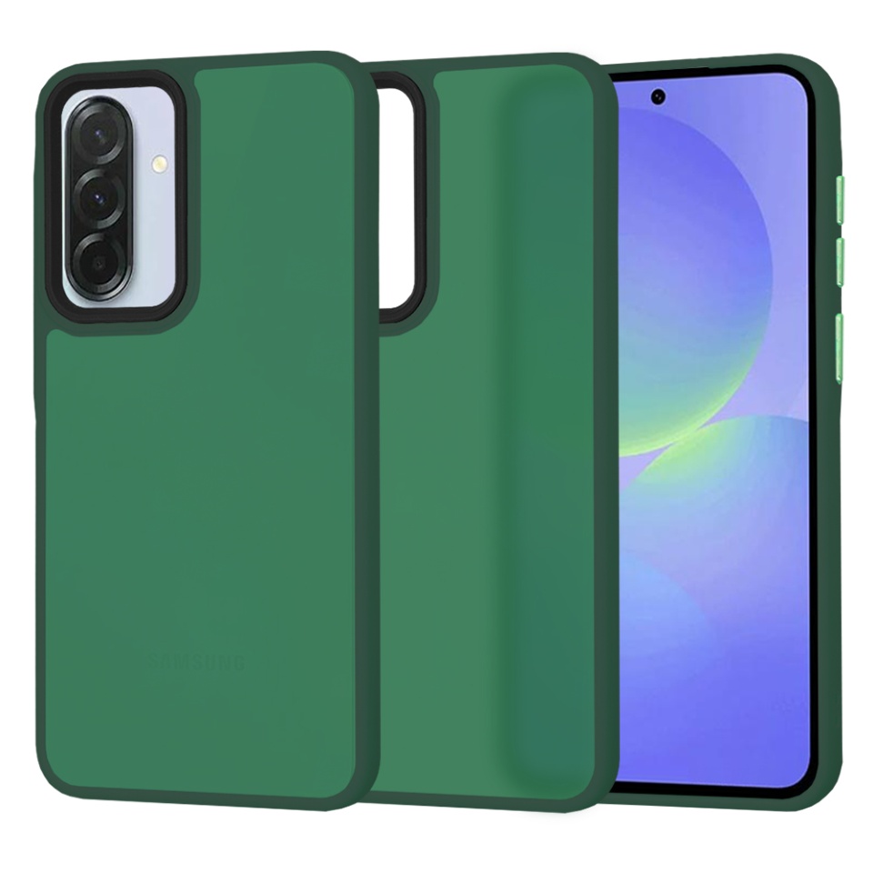 Husa pentru Samsung Galaxy A36 5G, SKYDDAR INNOVATION, HaloFrost, AntiSoc, Verde inchis, set cu sticker